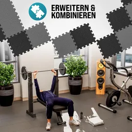 monzana MONZANA® 18x Bodenschutzmatten Fitness & Pool mit Randstücken 30 x 30 cm 1,5 qm rutschfest Eva-Schaumstoff Puzzlematte Trainingsmatten Fitnessgeräte