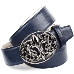 Ledergürtel ANTHONI CROWN, Damen, Gr. 100, blau, Leder, unifarben, Gürtel, mit Lilien Schließe, helle Rückseite