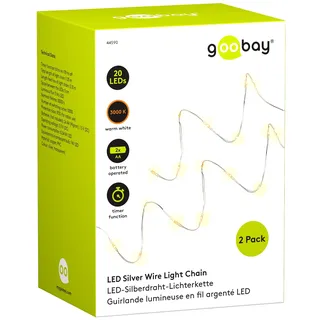 goobay LED-Lichterkette Silberdraht 1,05 m Weiß