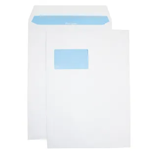 Netuno 250 Versandtaschen DIN C4 Weiß 229 x 324 mm 90g große Briefumschläge mit Fenster links haftklebend Versandtaschen mit Sichtfenster Großbrief a4 Briefkuverts envelope big