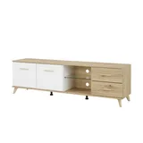 INOSIGN TV-Board »Ascona Lowboard, Breite 180 cm, TV-Schrank, TV-Ständer«, mit 2 Schubladen, mit 2 Türen, mit 1 Glasboden, in trendigen Farben, weiß , Maße B: 179,5 H: 52,5 T: 40