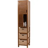 MCW Teak-Hochschrank MCW-M84, Badschrank Highboard, hochwertiges B-Grade-Teak (Kernholz, 20-30 Jahre) 120x40x40cm