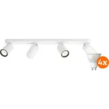 Philips Pongee Aufbauspot - 4 Spots - Weiß + Philips Hue White Ambiance GU10 (4x)