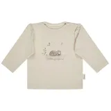 Sterntaler Langarmshirt – Mädchen – Baby und Kinder – Baumwolljersey mit Puffärmeln, Häkelkanten und Katze Lilly Print – naturfarben, Größe 62