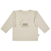 Sterntaler Langarmshirt – Mädchen – Baby und Kinder – Baumwolljersey mit Puffärmeln, Häkelkanten und Katze Lilly Print – naturfarben, Größe 62