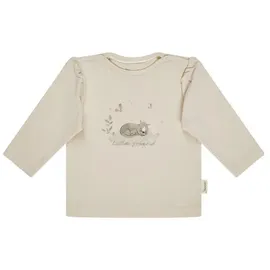 Sterntaler Langarmshirt – Mädchen – Baby und Kinder – Baumwolljersey mit Puffärmeln, Häkelkanten und Katze Lilly Print – naturfarben, Größe 62