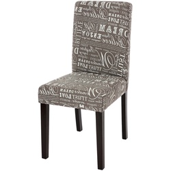 Esszimmerstuhl Littau, Küchenstuhl Stuhl, Stoff/Textil ~ Schriftzug grau, dunkle Beine