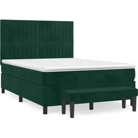 vidaXL Boxspringbett 140 x 200 cm Dunkelgrün