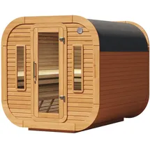 Wolff Finnhaus Design Saunahaus Luago 2x2 Art 2 kiefer Typ 2 mit 2 frontseitigen Fenstern Komplett montiert