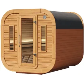 Wolff Finnhaus Design Saunahaus Luago 2x2 Art 2 kiefer Typ 2 mit 2 frontseitigen Fenstern Komplett montiert