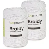 Makramee Garn 2er-Set Weiß, Loopncraft, 2 X 2mm - 250m - 250g, Kettengarn, Braidy Garn, Recycling Garn