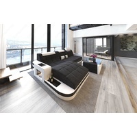 Sofa Dreams Ecksofa Polster Stoffsofa Couch Wave L Form H Strukturstoff Stoff Sofa, L-Form Stoffsofa mit LED, Sofa wahlweise mit Bettfuntktion grau|schwarz|weiß