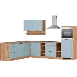 kochstation Winkelküche KS-Lana L-Form 240 cm blau
