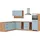 kochstation Winkelküche KS-Lana L-Form 240 cm blau