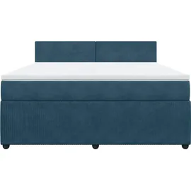 vidaXL Boxspringbett mit Matratze Blau 180x200 cm Samt