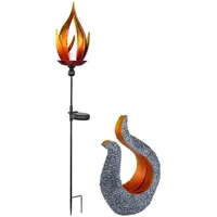 GLOBO 2er Set LED Solarlampe Flammen Design, Skulptur