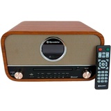 Roadstar HRA-1782NBT Vintage-Musikgerät, FM-Digitalradio, CD-MP3-Player, Bluetooth, USB Aufnahme und Wiedergabe, AUX IN Cinch, Fernbedienung, Kopfhöreranschluss, Retro, Holz