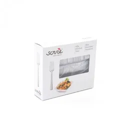 Sovie Tableware Mini Fingerfood Gabeln metallisiert aus Plastik, 10 cm, Silber, 100 Stück - Einweg Minigabeln