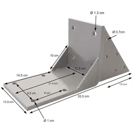 Mendler 2er-Set Dachsparrenadapter für Kassetten-Markise T122 T123, Dachsparren Halterung Adapter ~ weiß