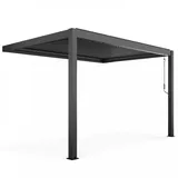 Oviala Pergola, Grau, Metall, Rechteckig, 400x250x300 cm, Sonnen- & Sichtschutz, Pavillons & Pergolas