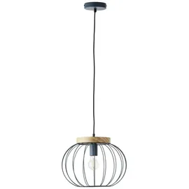 Brilliant Pendelleuchte Sorana 1-flammig Schwarz und Holzfarbend