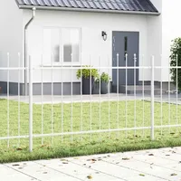 vidaXL Zaun-Set 100 x 770 cm Weiß/Stahl