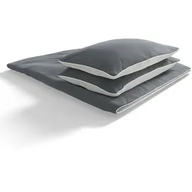 Bett1.de Soft Breeze Satin Silber/Anthrazit 135 x 200 cm + 40 x 80 cm