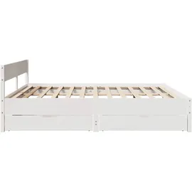 vidaXL Massivholzbett ohne Matratze Weiß 180x200 cm Kiefernholz