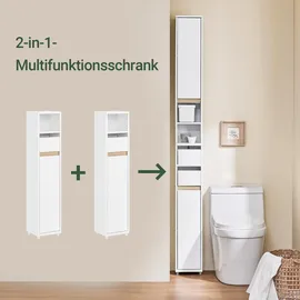 SoBuy TOILETTENSCHRANK, Badschrank schmal, 20x96x20cm, Weiß