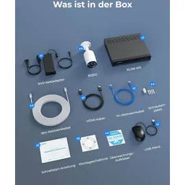 Reolink 12MP PoE Kamerasystem, 16-Kanal NVR mit 2TB HDD für 24/7 Aufzeichnung und 4 Dome Überwachungskameras mit Personen-/Fahrzeugerkennung,