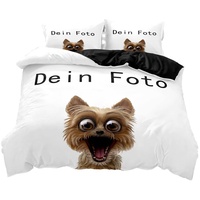 NA Foto Bettwäsche mit Eigenem Foto,Personalisierte Geschenk-Idee/Bettbezug mit eigenem Foto (Schwarz, 200x200+80x80x2)