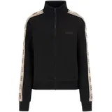 GUESS Damen Sweatjacke mit Label-Print Modell Britney Black, XS