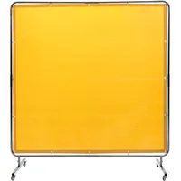 Vevor Schweißvorhang 1,8 x 1,8 m Schweißschutzvorhang aus Flammhemmendem Vinyl Schweißschutzwand mit 4 Schwenkrädern und einem 6-stufigen UV-Schutz Schweißerdecke Schweißschutz Gelb