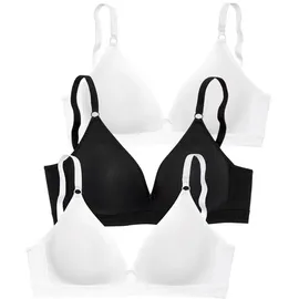 PETITE FLEUR Bralette-BH Damen 2xweiß+1xschwarz Gr.70B