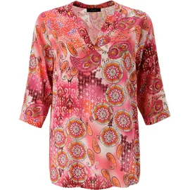 aniston plus Schlupfbluse mit extravaganten farbenfrohes Blumen-Paileydessin Lila/Orange/Pink/Schwarz 52