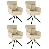 Home4You Polsterstühle 4er Set, Beige - Schwarz - Cord