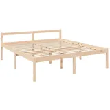 vidaXL Seniorenbett, Bett Holzbett für Schlafzimmer, Bettgestell Bettrahmen mit Lattenrost Kopfteil, Massivholzbett Doppelbett Komfortbett, 200x200cm Massivholz Kiefer
