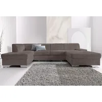 DOMO collection Wohnlandschaft Kunstleder U-Form 304cm Grau
