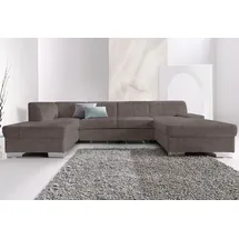 DOMO collection Wohnlandschaft Kunstleder U-Form 304cm Grau