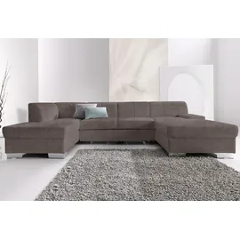 DOMO collection Wohnlandschaft Kunstleder U-Form 304cm Grau