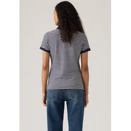 Levi's Poloshirt "LEVI'S HM POLO", Damen, Gr. S (36), blau (navy, weiß), Piqué, Obermaterial: 95% Baumwolle, 5% Elasthan, gestreift, slim fit normal, ohne Ausschnitt, angesetztes Bündchen, Shirts, Piqué aus elastischer Baumwollmischung