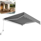 XMTECH Manuelle Gelenkarmmarkise 3,6 x 3 m Markise mit kurbel,Sonnenmarkise Sonnenschutz Balkonmarkise Terrassenmarkise Klemmmarkise für Balkon und Veranda Hellgrau