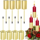 BDSHUNBF 8 Stück Adventskranz Kerzenhalter, Kerzenhalter Adventskranz, Adventskranz Stabkerzenhalter, Kerzenhalter für Stabkerzen Adventskerzenhalter, Retro Stabkerzenhalter Adventskranz Gold