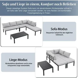 Okwish Garten-Lounge-Set 6-Sitzer grau