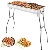 XXL Holzkohlegrill,Tragbarer Kohlegrill, Klappgrill Edelstahl, Outdoor BBQ Charcoal Grill, Standgrilll Grillwagen Kohlegrill Klappgrill (73 * 28 * 76cm)