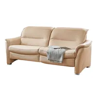 com4lux Ledersofa 2,5-Sitzer 192 cm Ecru - voll durchschäumter Federkern - Sitzhärte Mittel - ohne Zierkissen