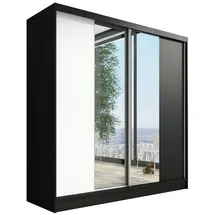 A&J MöbelLand Schiebetürenschrank DUO 200 x 215 x 59,5 cm Weiß/Schwarz