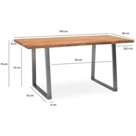 FineBuy Schreibtisch Akazie massiv / Braun
