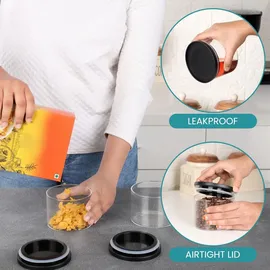 Belle Vous Set aus 10 Vorratsgläsern 160 ml aus Glas mit Luftdichtem Deckel - BPA-frei und Mottensicher - Küchen Organizer für Gewürze, Zucker, - Schwarz