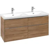 Villeroy & Boch Waschbeckenunterschrank 4 Auszüge 127,2 x 57,9 x 46,2 cm Kansas Oak / Aluminium glänzend